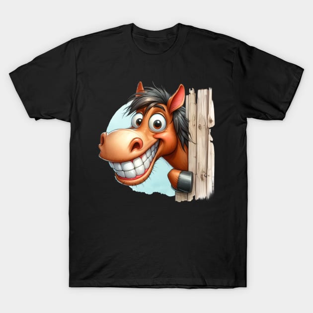 Cute Horse Playing Peek a Boo T-Shirt by 1AlmightySprout